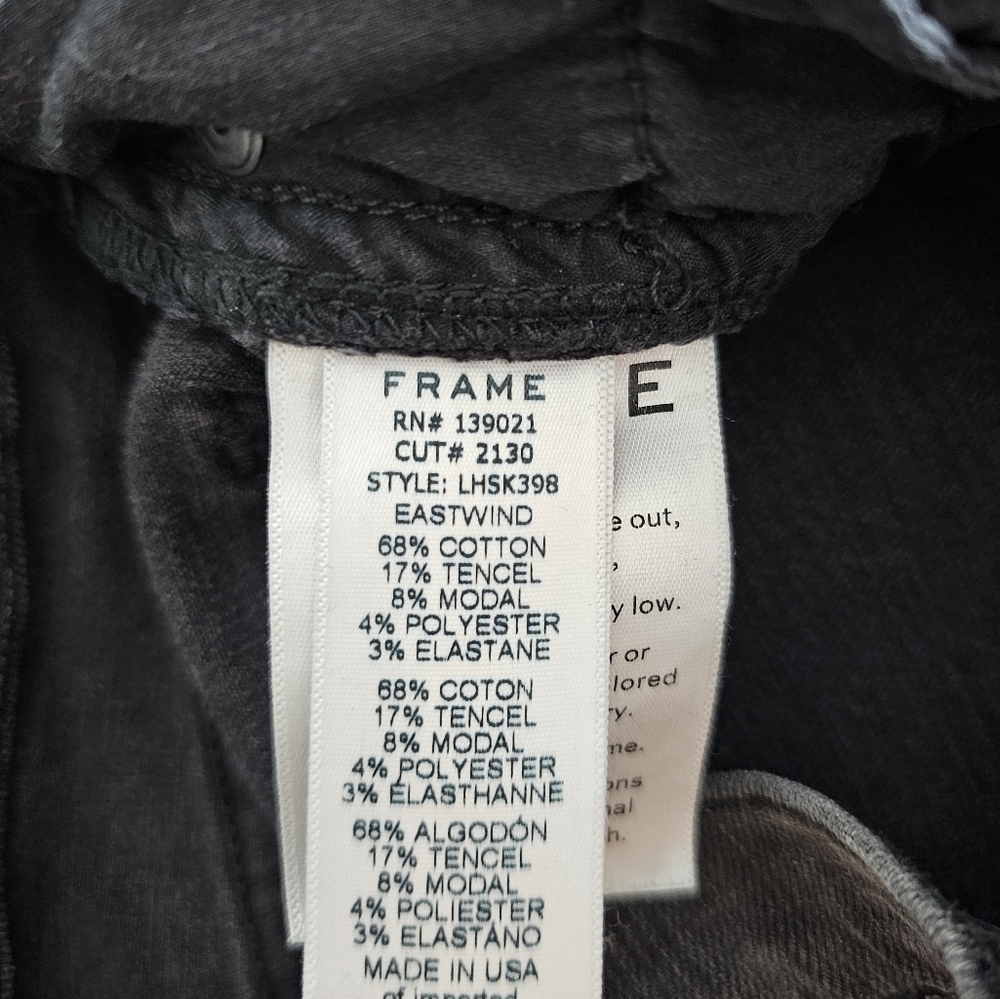FRAME Denim Le High Skinny Black Gray Distressed Jeans 26 Preowned - Picture 9 of 10